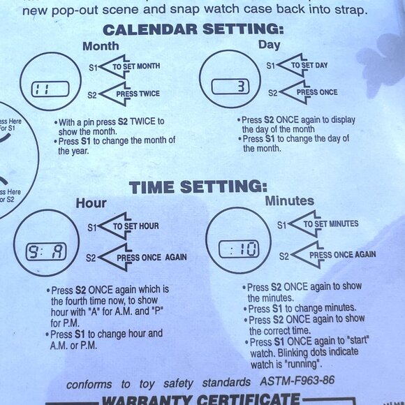 90's Disney Seven Dwarfs Watch - Interchangeable Lens - New - Picture 10 of 11